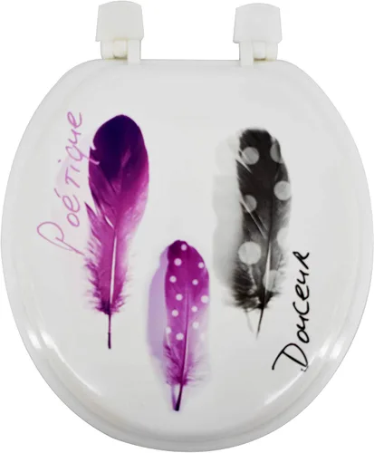 Vista 2 de Uniware Asientos de inodoro estándar de diseño único de 17 pulgadas con parachoques hermético frontal redondo (3 plumas)