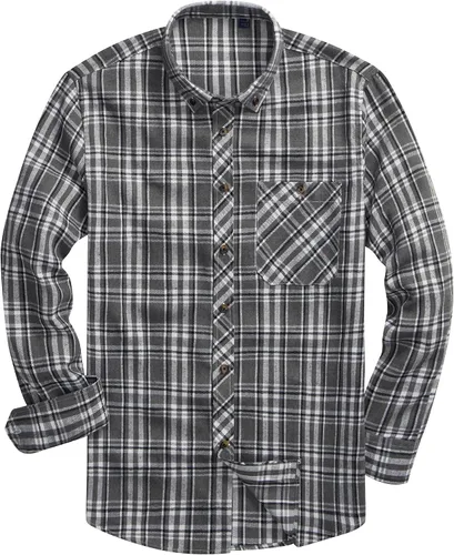 Vista 19 de Lion Nardo Camisas de Franela a Cuadros para Hombre de Manga Larga Camisas de Vestir para Hombre Casuales con Botones Abajo Tallas Grandes