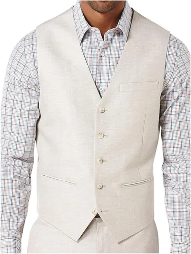 Vista 2 de Perry Ellis Chaleco de lino grande y alto para hombre