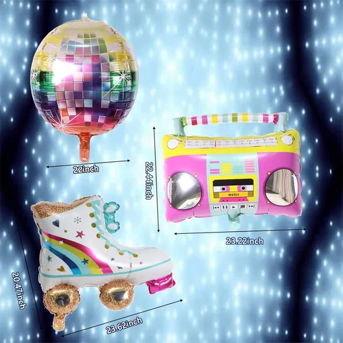 Vista 5 de 10 globos de arco iris para patinar, globos de papel de aluminio redondos de 22 pulgadas, globos de aluminio de disco láser 4D, globos de aluminio