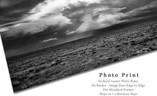 Vista 2 de Impresión fotográfica de tormenta (sin marco) Imagen en blanco y negro de Supercell Tormenta de tormenta sobre altas llanuras de Oklahoma Panhandle