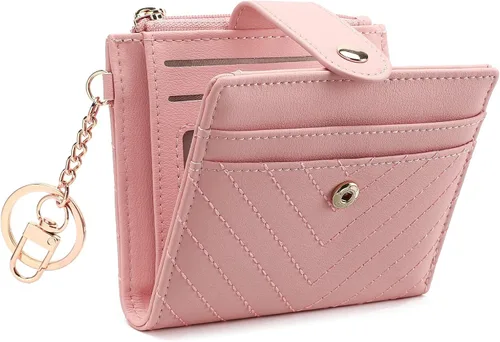 Vista 13 de GAEKEAO Billetera delgada para mujer, tarjetero con bloqueo RFID, billetera plegable con bolsillo para monedas con cremallera, ventana