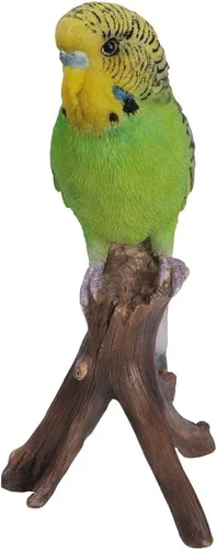 Vista 4 de Hi-Line Gift Ltd Budgie en la rama estatua, verde