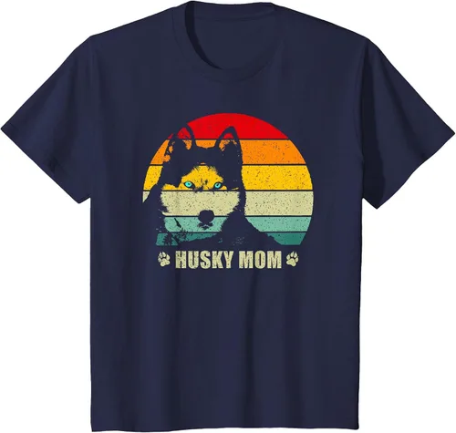 Vista 31 de Husky Mom Retro Dog Lover Mother Siberian Huskies Tee Women T-Shirt Asphalt Grey