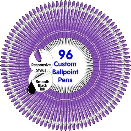 Vista 12 de Bolígrafos personalizados a granel con punta de lápiz capacitivo, bolígrafos personalizados de 0.020 in con nombre, logotipo o mensaje grabado