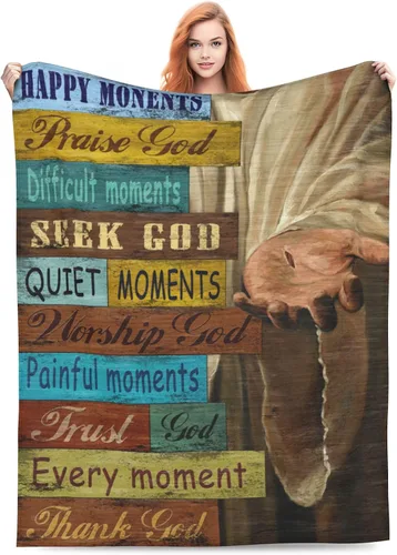 Vista 9 de Manta de felpa con versículo bíblico religioso cristiano con texto en inglés "Oración Dios dice que eres girasol", manta de vellón para sofá cama
