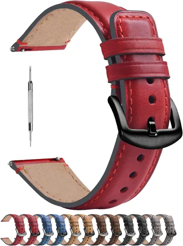 Vista 62 de Fullmosa Correa de reloj de liberación rápida de 0.866 in, 0.787 in y 0.709 in, bandas de cuero bruñido para Samsung Galaxy Watch/Garmin Watch