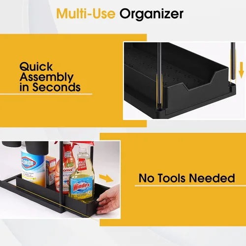 Vista 7 de Organizador para debajo del fregadero, organizador para debajo de la cama, organizador para debajo del gabinete, almacenamiento para fregadero