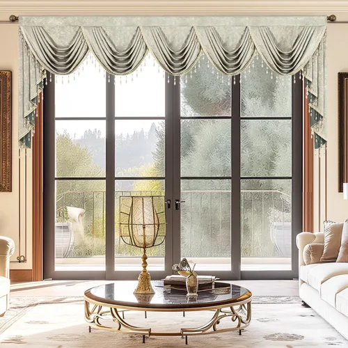 Vista 55 de VOGOL Cenefa de cortinas de terciopelo grueso para dormitorio, cenefas de cascada de lujo con aislamiento térmico dorado para sala de estar formal