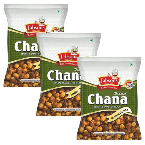 Vista 4 de Jabsons - Garbanzos Chana asados (paquete de 3), 5.29 oz x 3 (Hing Jeera)