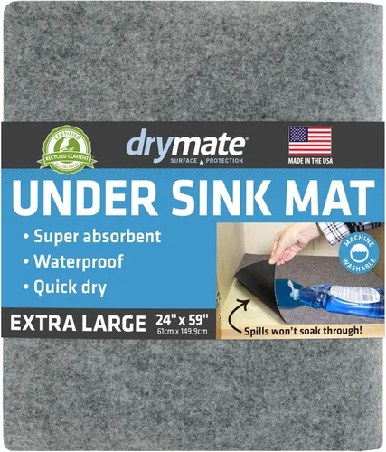 Vista 11 de Tapete Premium Drymate para Debajo del Fregadero, Tapetes Impermeables de Protección para Gabinetes de Cocina y Baño, Forros Absorbentes