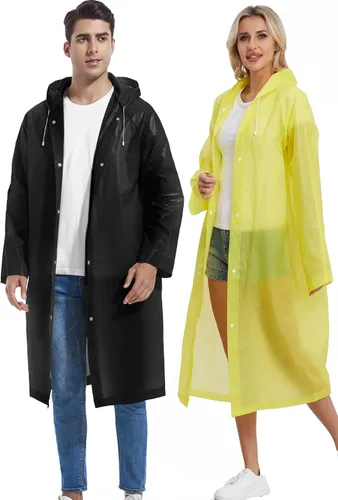Vista 134 de 2 abrigos de lluvia de Borogo para adultos, chaquetas de lluvia reutilizables para hombres y mujeres