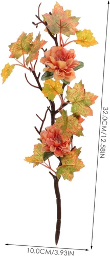 Vista 2 de Toyvian Hojas de arce artificiales, ramas, 2 piezas, decoración de otoño, tallos de hojas de arce artificiales, flores de hojas de arce vívidas