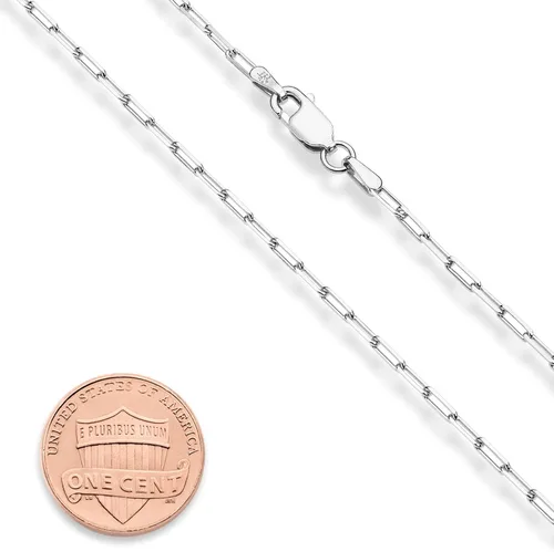 Vista 2 de Miabella Solid 925 Sterling Silver Italian 2mm Paperclip Link Chain Necklace for Women, Made in Italy
