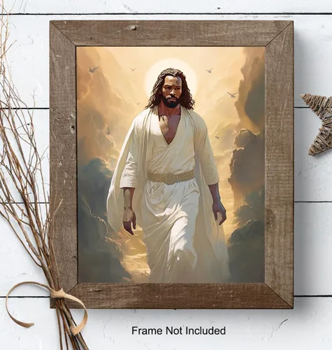 Vista 8 de Arte de pared de Jesús para afroamericanos, póster de Jesucristo, inspiración, arte de pared cristiano y decoración para mujeres negras, hombres