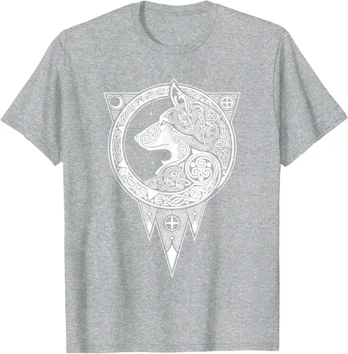 Vista 45 de Viking Fenris Wolf - Camiseta de mitología nórdica con símbolo de Fenrir Asphalt Grey