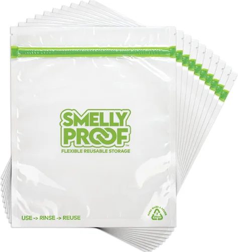 Vista 6 de Smelly Proof Bolsas de almacenamiento de comida de cuarto de galón, hechas en EE. UU., bolsas reutilizables para almacenamiento de alimentos, bolsas