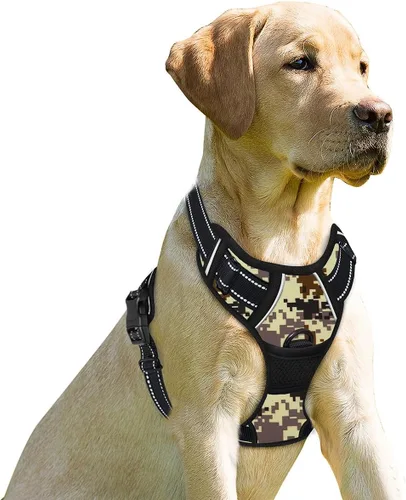 Vista 196 de BARKBAY - Arnés para perro sin tirones con clip frontal, material resistente y reflectante, asa de fácil control para pasear perros grandes