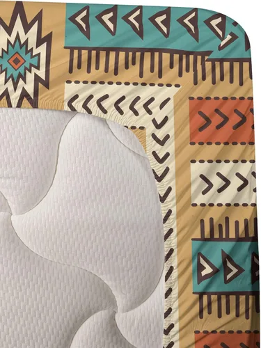 Vista 3 de Ambesonne Tribal Sheet Set, Secret Tribe Pattern in Bohemian Style, Fitted and Flat Sheet with Pillowcase Bedding Accent 3 Piece Set, Twin XL