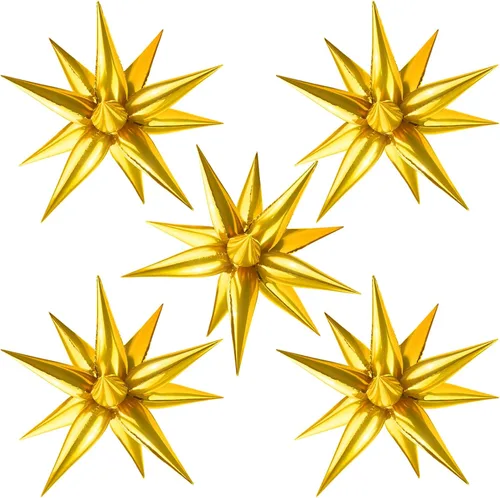 Vista 13 de 60 globos de estrella negra, globos de papel de aluminio de estrella de explosión de 12 puntos para Halloween, Navidad, cumpleaños, boda, Negro