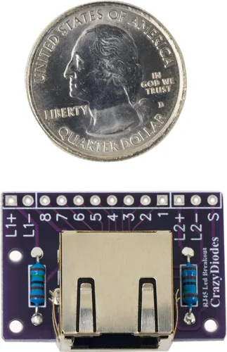 Vista 7 de whiteeeen 4pcs RJ45 Breakout Board con luces LED y 2 tipos de cabezales de pin macho (ángulo recto y derecho)