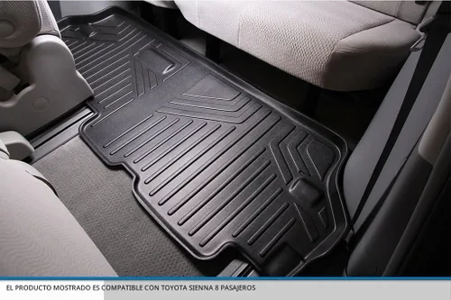 Vista 5 de SMARTLINER Juego de tapetes de piso de ajuste personalizado de 3 filas compatibles con Toyota Sienna 2013-2020 Negro