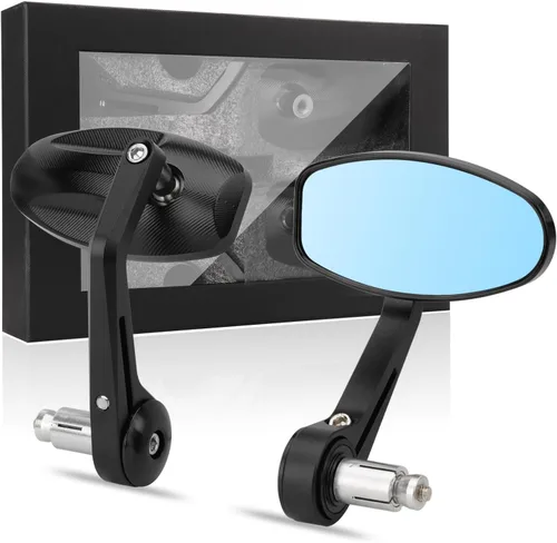 Vista 10 de LKV Espejos de extremo de barra de motocicleta de 7/8 pulgadas de 0.866 in – Espejos retrovisores laterales de motocicleta anti-azul 360 grados CNC