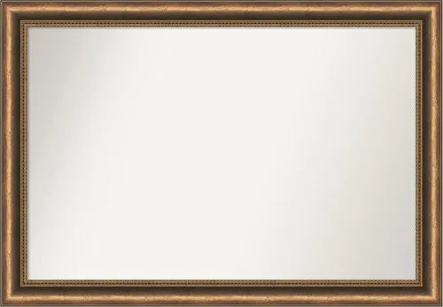 Vista 102 de Amanti Art Espejo de baño de bronce para sobre fregadero, 24 x 24 pulgadas, espejo de tocador cuadrado estrecho de bronce Manhattan, marco de madera