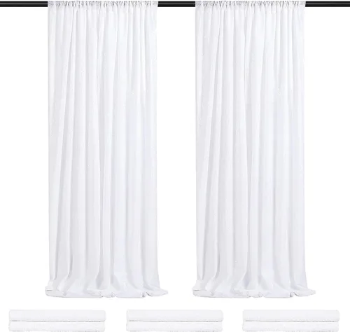 Vista 54 de 2 cortinas de 2 x 8 pies de lentejuelas con brillantina para marco de fotografía, para fiestas o fondos de fotografía