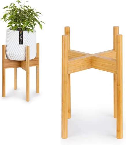 Vista 10 de Fox & Fern - Soporte moderno de medio siglo para maceta, sin maceta de cerámica blanca Plug In Design, Holds 175 lbs, Two High Options, Fixed