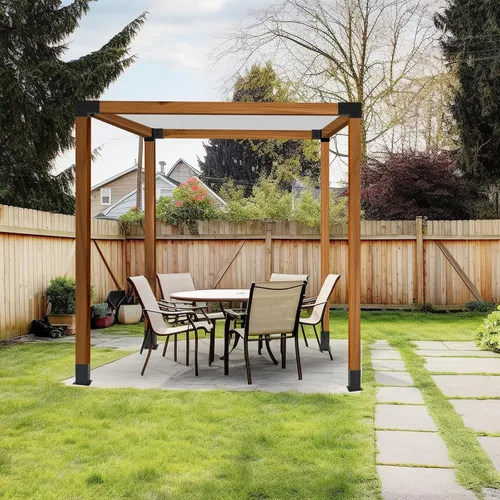 Vista 7 de Juego de 4 soportes para pérgola de 3 vías y bases de postes