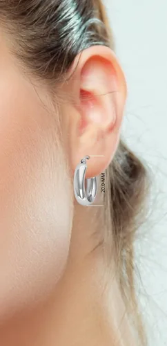 Vista 2 de TURQ N TAUPE 925 Sterling Silver Italian Design Hollow Oval Tube Hoop Earrings for Women & Girls - LightWeight Perfect for Everyday Wear & Gifting