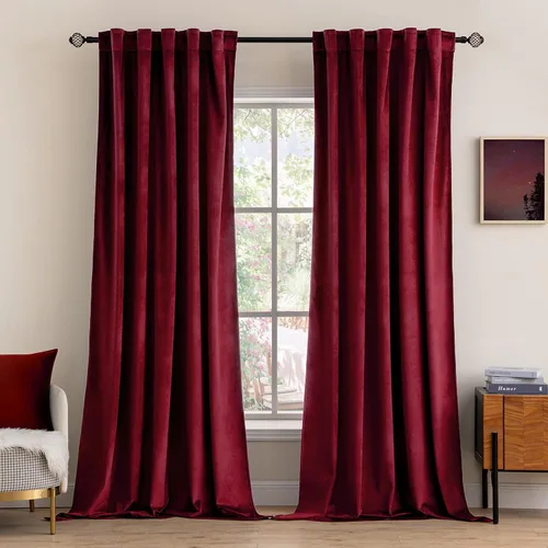 Vista 17 de MIULEE Cortinas de terciopelo de 84 pulgadas de largo, juego de 2 paneles para dormitorio, con pestaña trasera plisada, de lujo, aislamiento