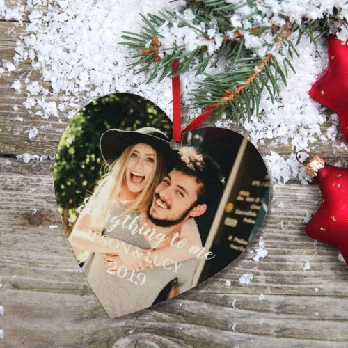 Vista 5 de Adornos de fotos de Navidad personalizados 2024 – Decoración de árbol de Navidad, adorno personalizado para colgar imagen familiar, decoración