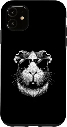 Vista 4 de iPhone 15 Cool conejillo de indias con gafas de sol de conejillo de indias amante caso