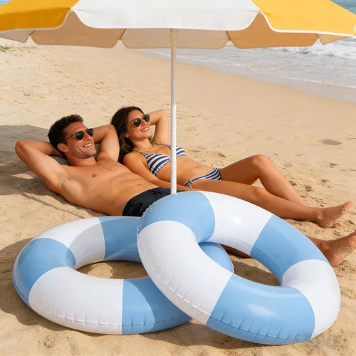 Vista 5 de 4 flotadores inflables para piscina, anillos de natación de 35 pulgadas, tubo interior grande, anillos de natación, tumbona de piscina, flotador