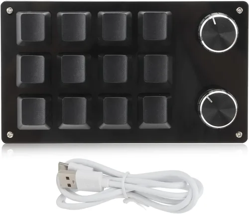 Vista 8 de Teclado mecánico programable para juegos con una sola mano, 12 teclas multifuncionales con enchufe de perilla y teclado de mano