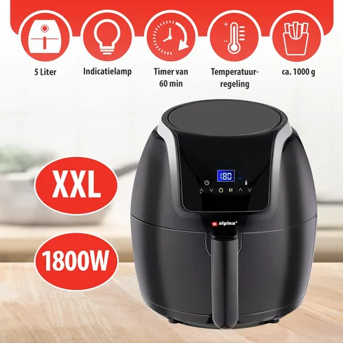 Vista 3 de alpina Air Fryer Oil Free Deep Fryer 5 Litre Electric Deep Fryer with Non-Stick Coating Digital Touch Screen 7-8 People