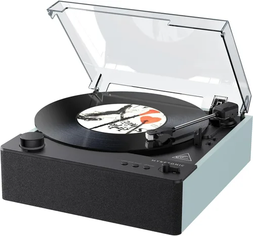 Vista 8 de MYKESONIC - Reproductor de discos completamente automático, tocadiscos de vinilo Bluetooth con transmisión por correa, cartucho magnético AT-3600L