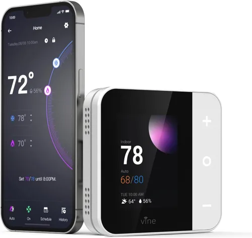 Vista 9 de Termostato Vine para el hogar con pantalla táctil a color, termostato inteligente WiFi compatible con Alexa y Google Assistant, programable para 7
