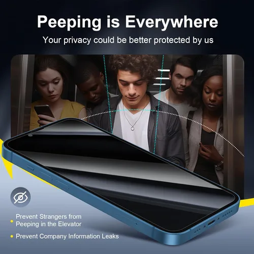 Vista 4 de NEW'C 3x Protector de privacidad para pantalla de iPhone 13 (15,49 cm) + 3x Protector de lente de cámara, protección del sensor, película de vidrio