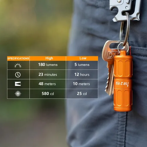 Vista 6 de OLIGHT I1R 2 Pro Eos - Linterna de llavero recargable EDC de 180 lúmenes, alimentada por batería recargable integrada con cable USB tipo C, mini luz
