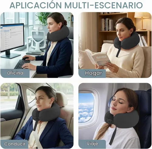 Vista 7 de Skechers Almohada cervical para viajar, almohada cervical de viaje de espuma viscoelástica para avión, almohada de viaje para dormir en vuelo Negro