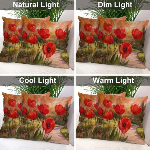 Vista 102 de Batmerry Autumn Pumpkin Templeton Throw Pillow Covers, Green Leaves Paths Forests Decorative Pillow Covers Digital Printing Blended for Couch Sofa