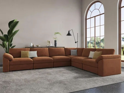 Vista 117 de EASE MOOSE Sofá modular verde seccional de gran tamaño en forma de L Pana verde