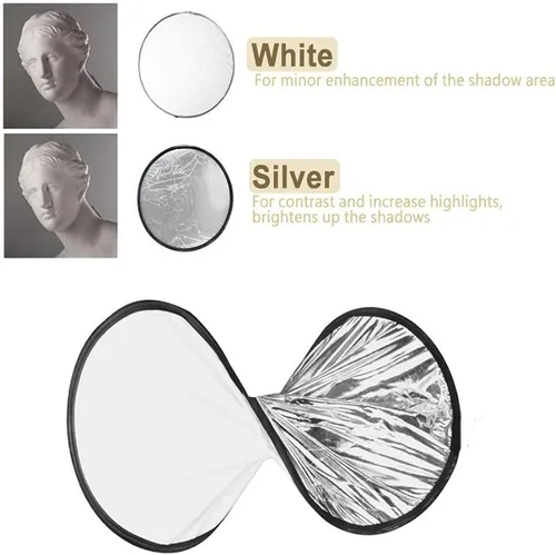 Vista 5 de Reflectores de iluminación 2 en 1 Ronda Plegable Portátil 30cm/12inch Cámara Foto Reflector Difusor para Fotografía Reflector Retrato Naturaleza
