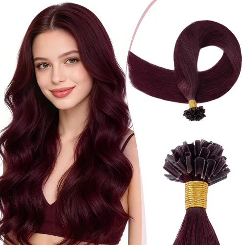 Vista 19 de SEGO Extensiones de cabello humano real con punta K, extensiones de cabello humano real, con punta en U, sin costuras, previamente adheridas
