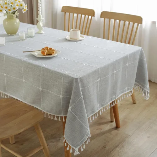 Vista 13 de JIALE - Manteles para mesas rectangulares, mantel de lino de algodón impermeable sin arrugas para mesas de comedor de granja, manteles de tela suave