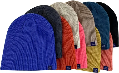 Vista 7 de Croogo Gorro de punto acanalado con puños para mujer, gorro de algodón para hombre y mujer, gorro de punto cálido para invierno