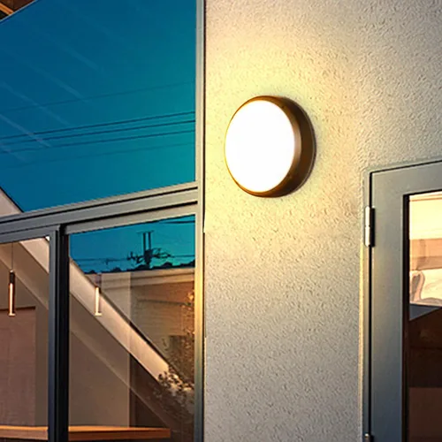 Vista 4 de Lámpara de techo LED de montaje empotrado, luces de pared exterior de 21.59 cm, IP65, todo aluminio sellado resistente a la humedad, 3000K, 15W 8.5